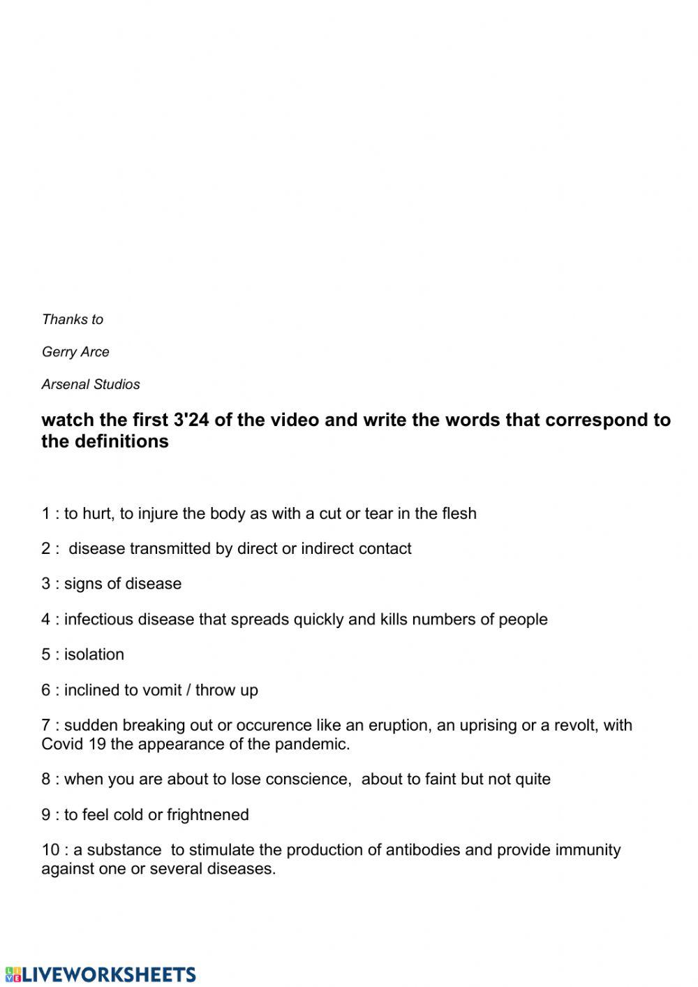 Pandemics Vocabulary