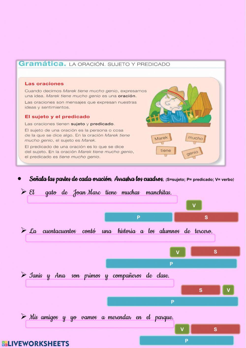 Suejto y Predicado.  El verbo