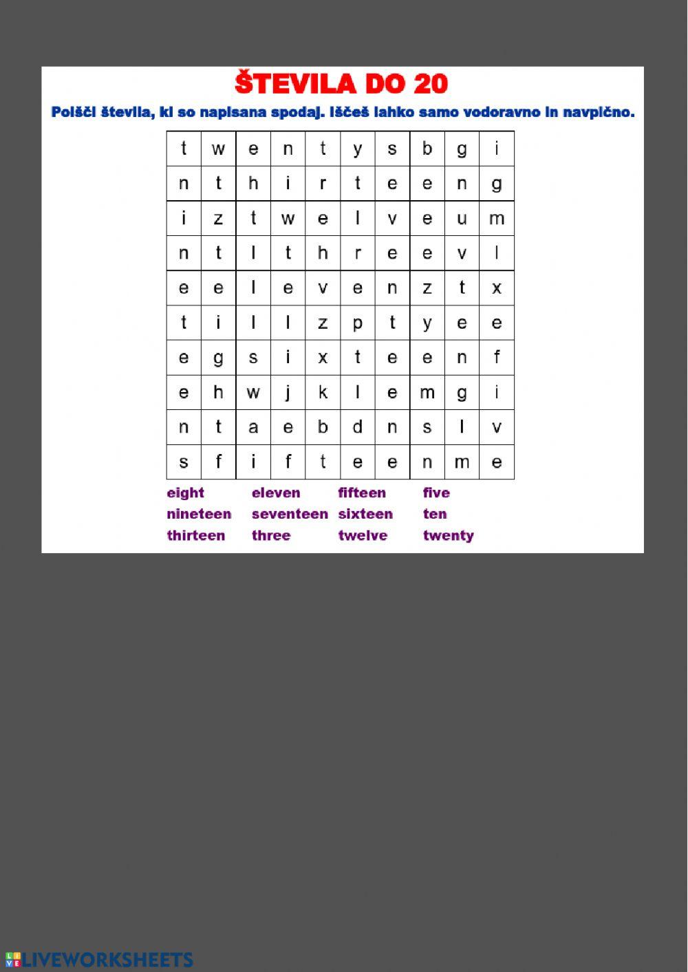 Števila do 20