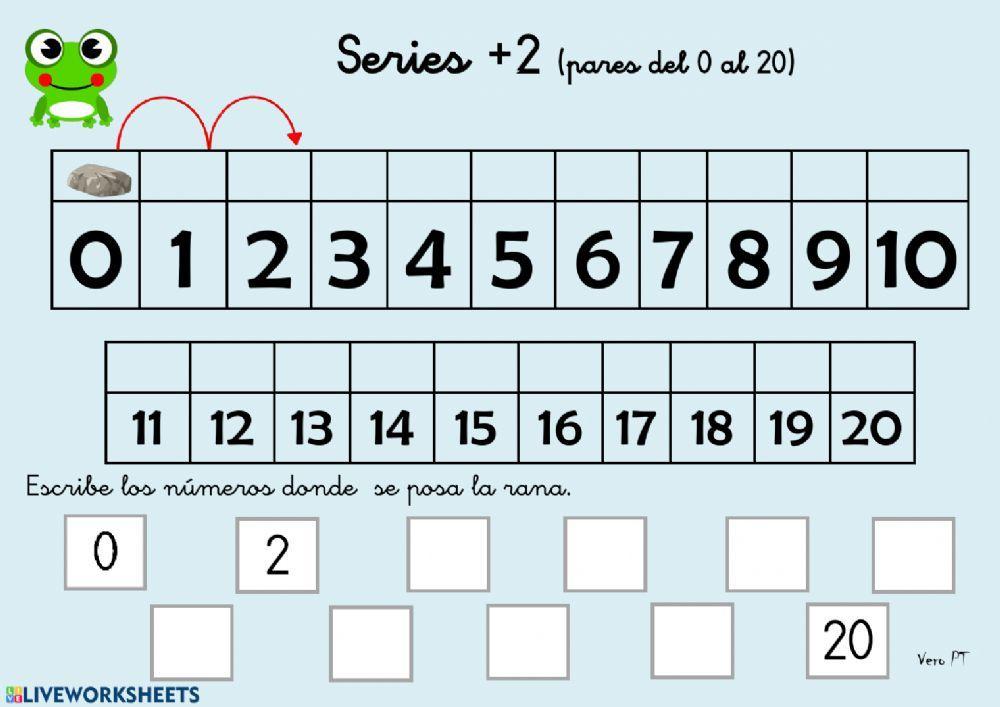 Series +2 (desde 0 al 20) nº pares