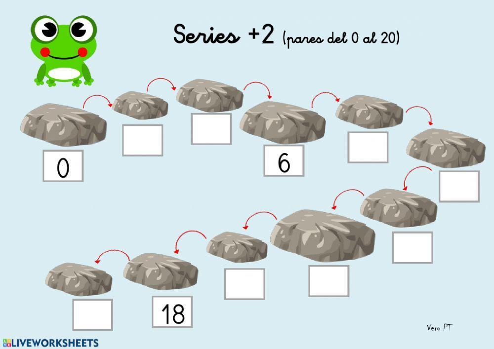 Series +2 (desde 0 al 20) nº pares