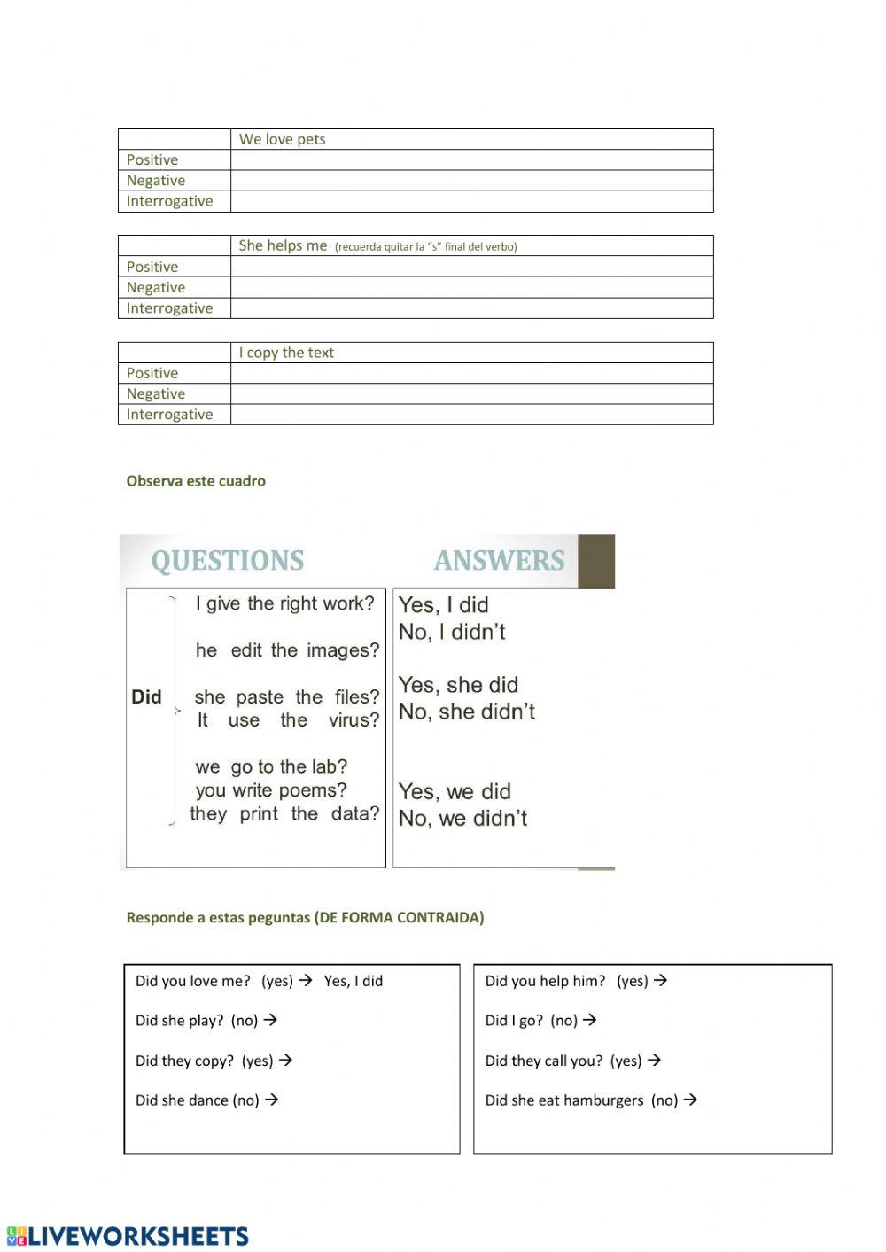 Past simple regular verbs