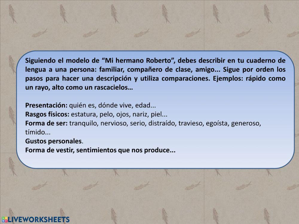 T.Lengua Expresión escrita -descripción persona-