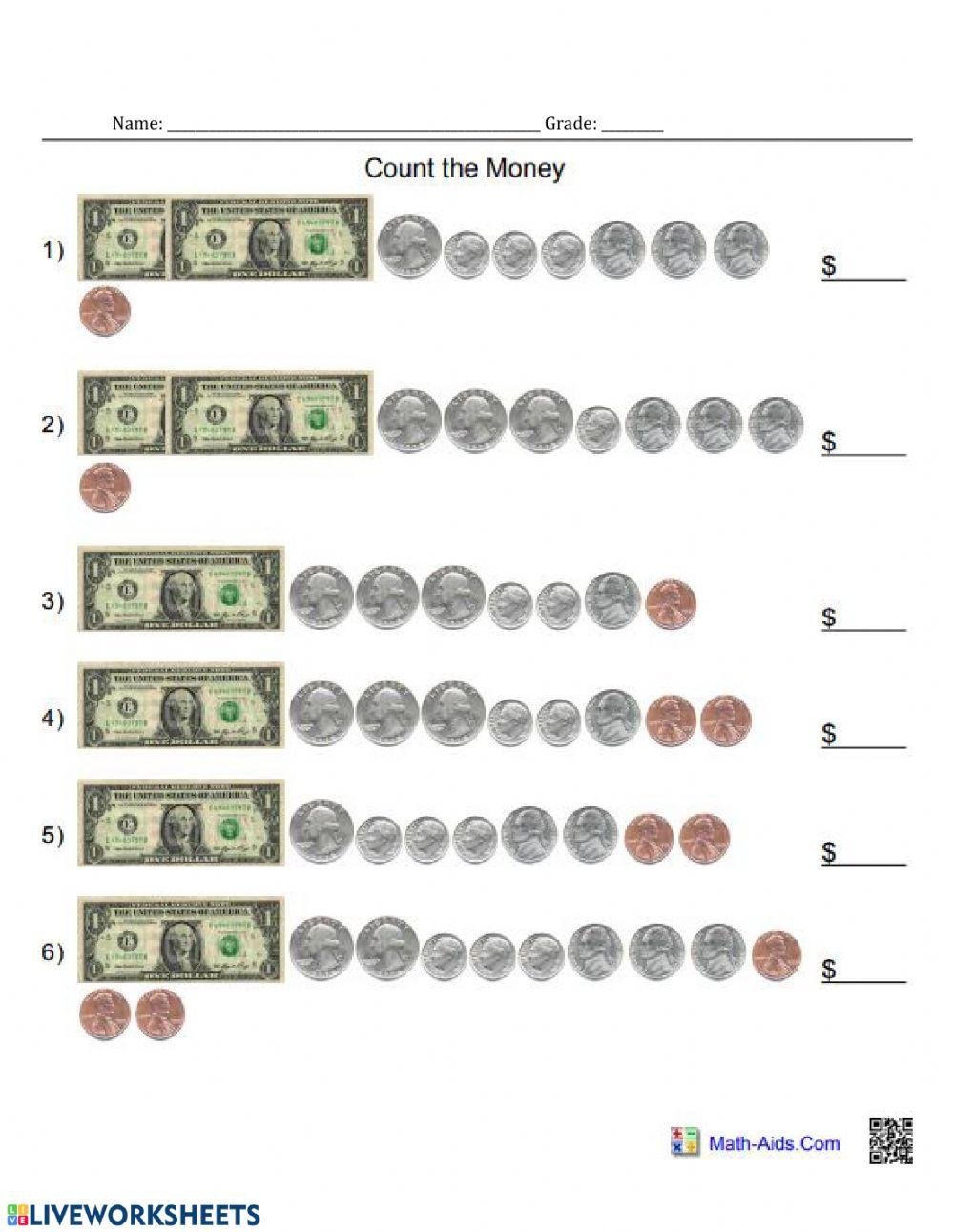 5524179 | Counting money | Indy Moss | LiveWorksheets