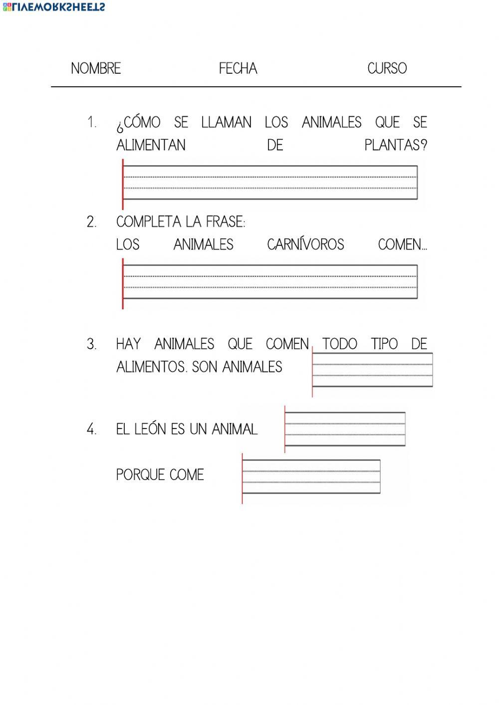 animales por tipo de alimentación mayúsculas