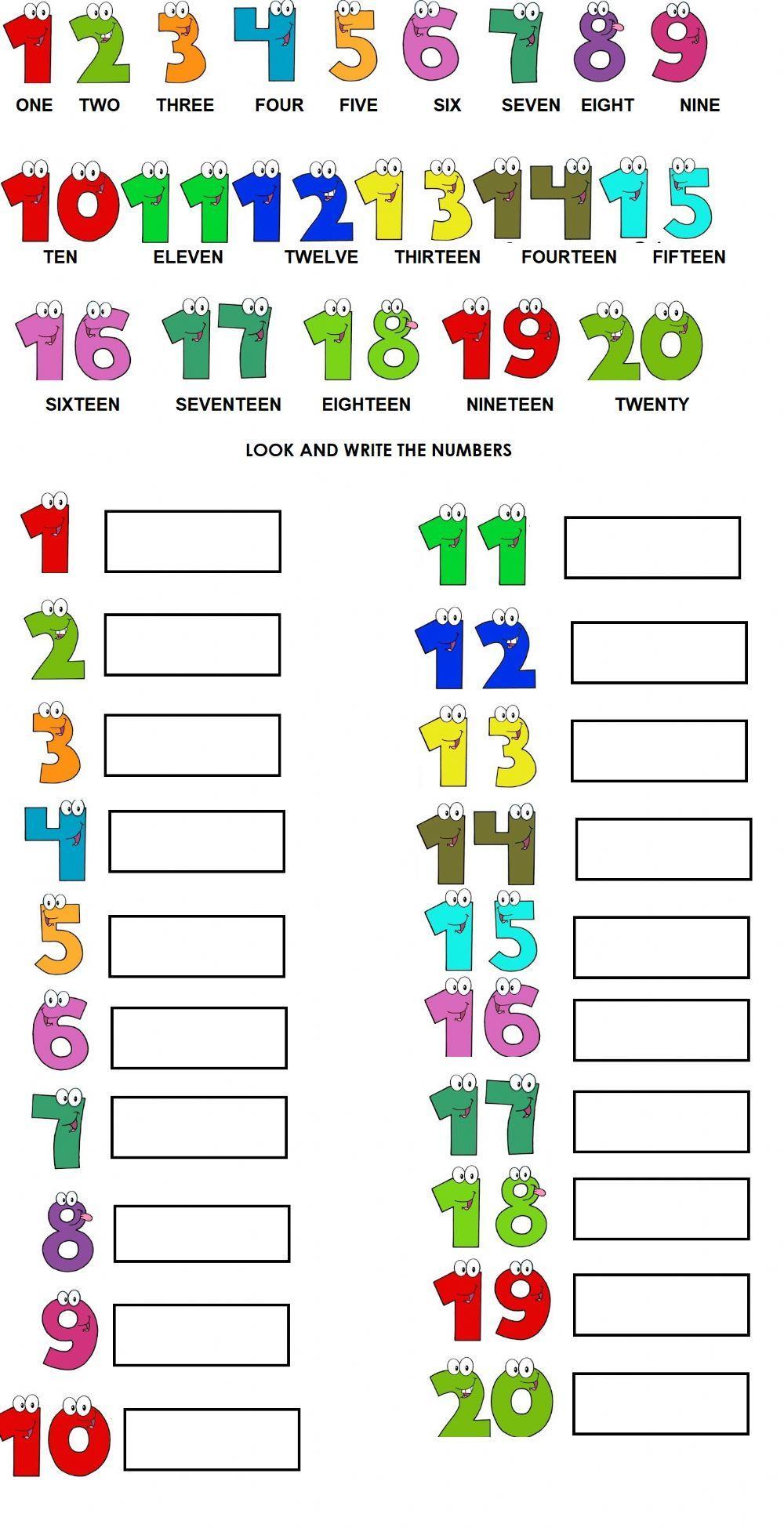 Numbers from 1-20 worksheet | Live Worksheets