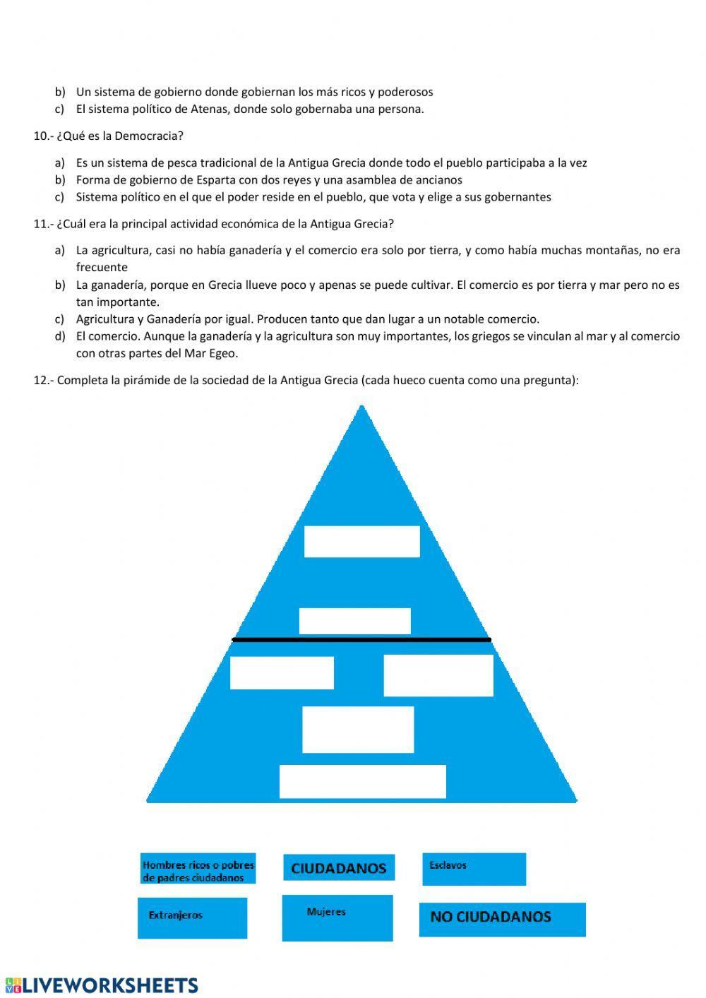 Cuestionario Antigua Grecia
