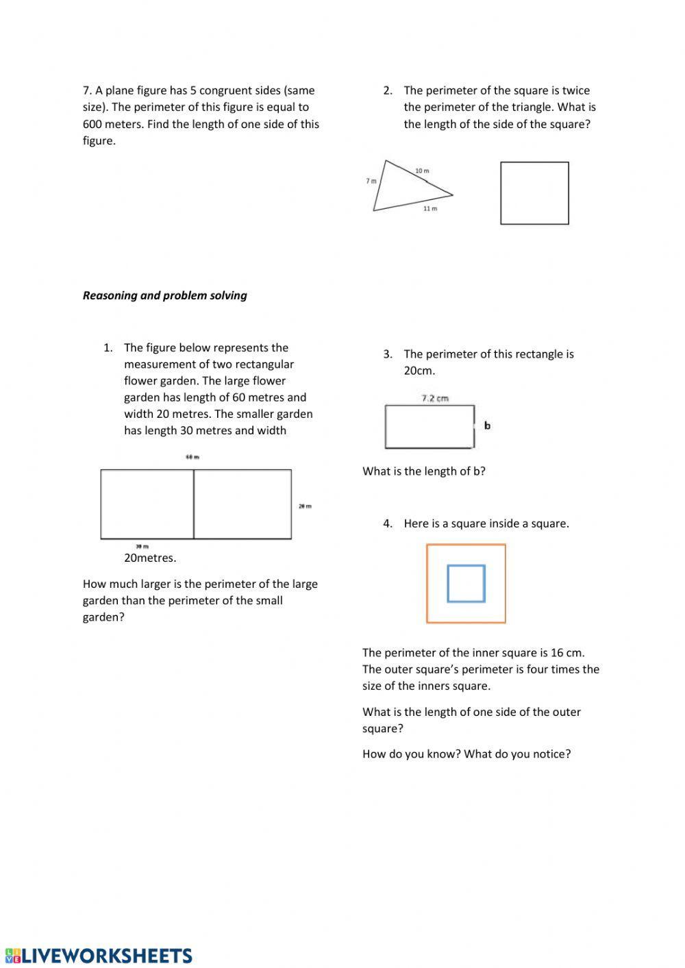 Perimeter grade 5 online exercise for | Live Worksheets