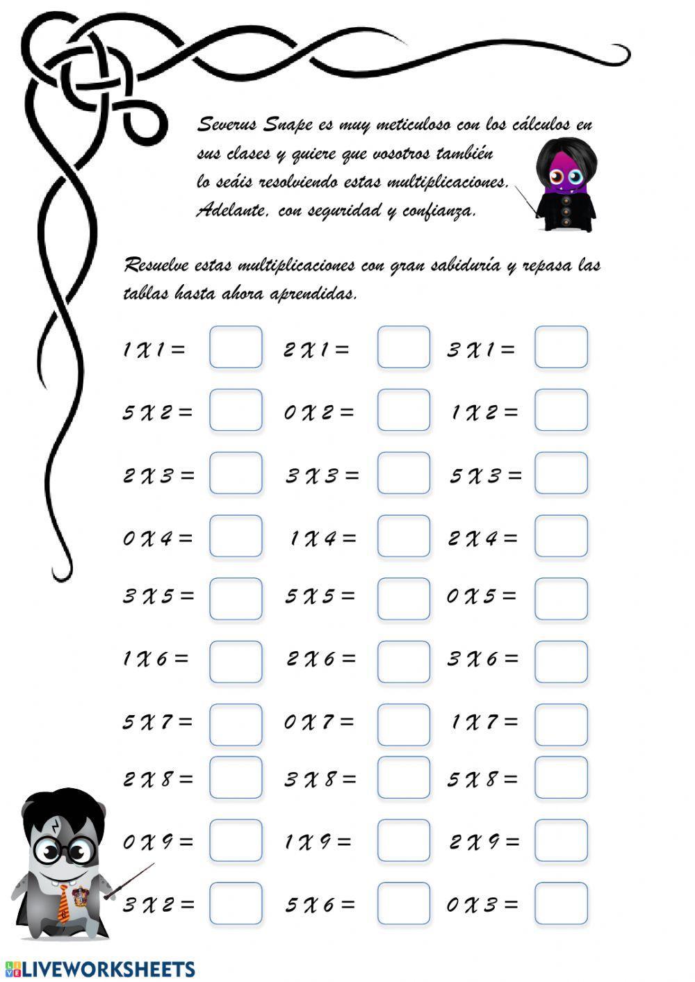 Tablas de multiplicar