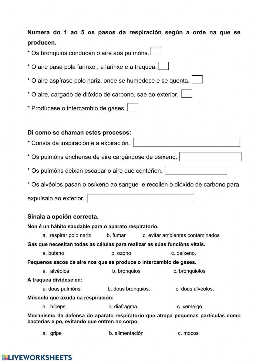 Nutrición 3. A respiración e o aparato respiratorio