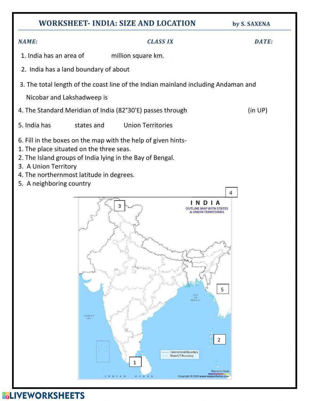 India: size and location