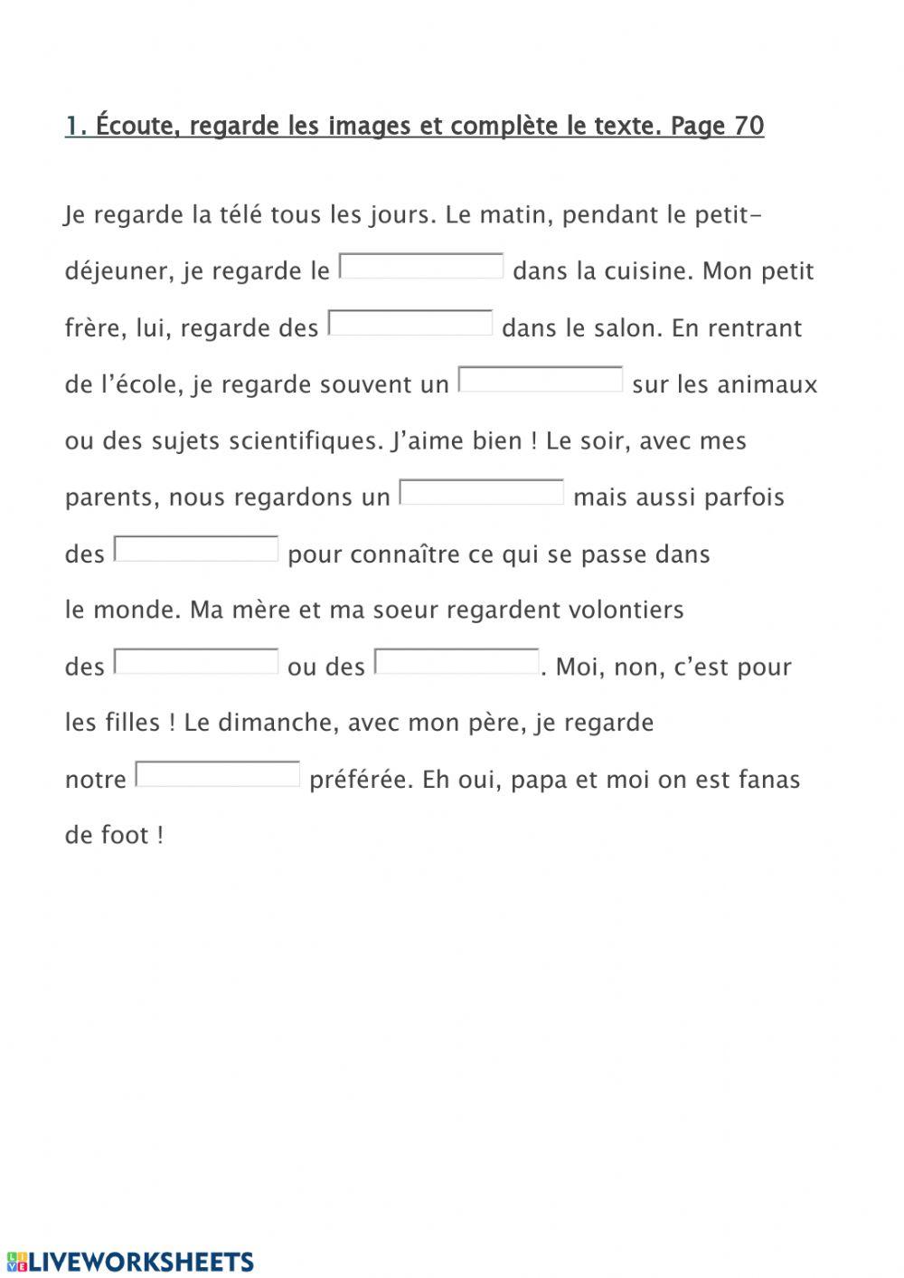 Compréhension orale: Programmes de télé