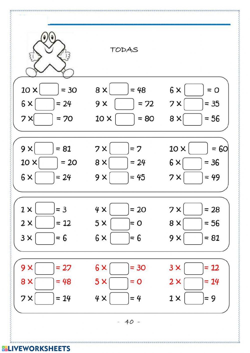 Practicar las tablas