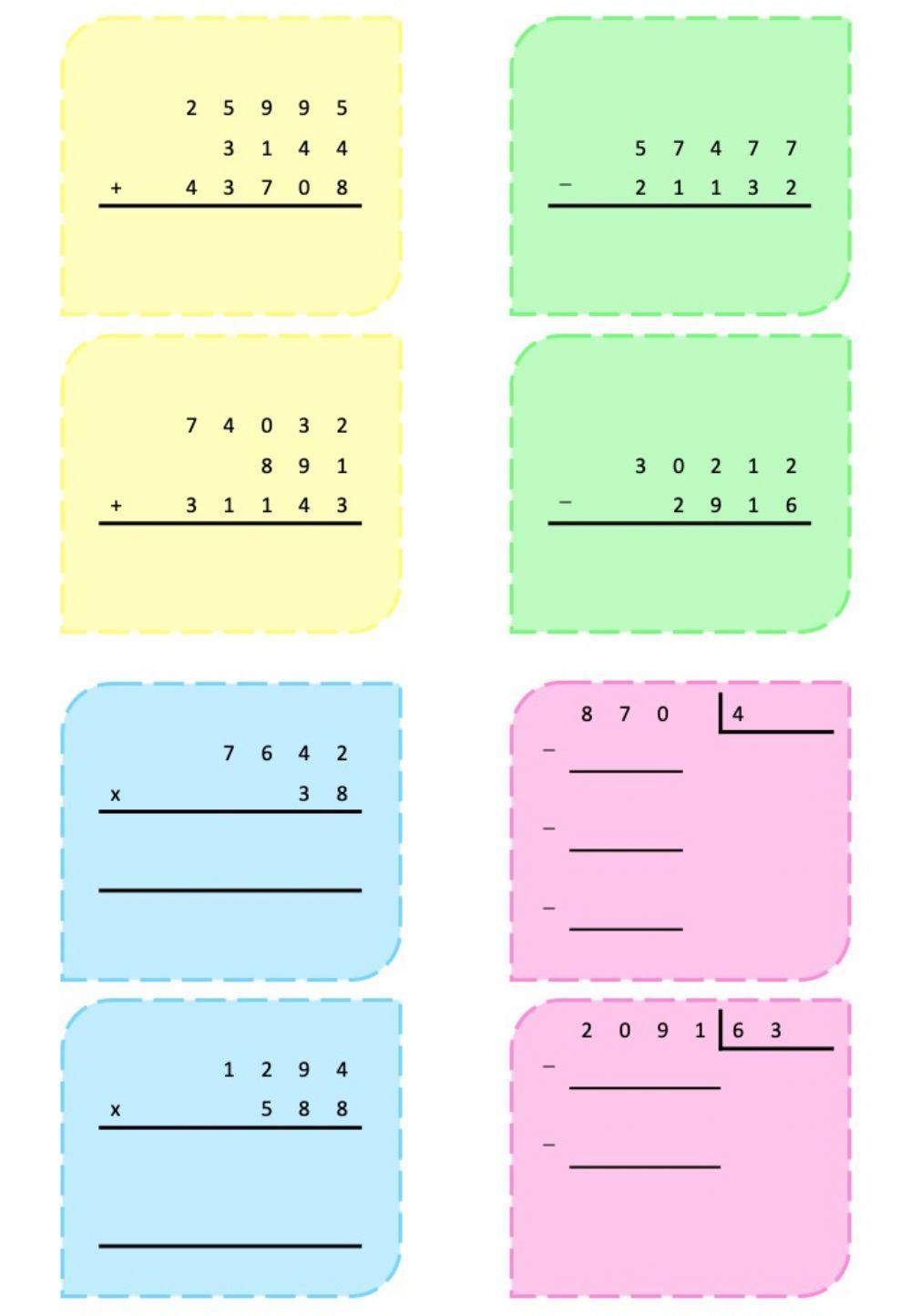 4º Cálculo 1 - Suma, resta, multiplicación y división