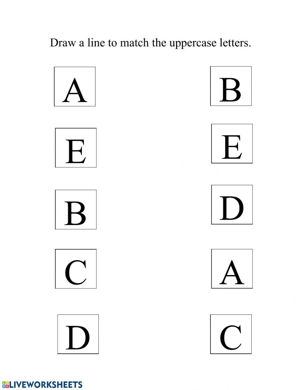 Match the uppercase letters A-E