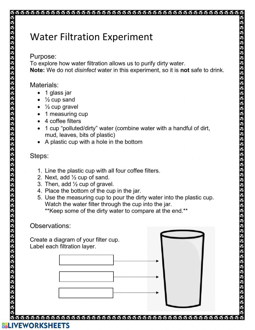Water Filtration Experiment