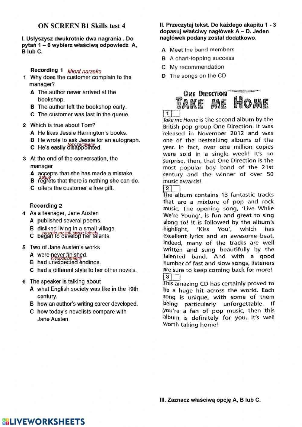 Culture - skills test