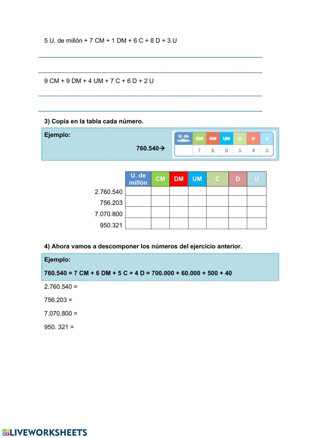 Números hasta siete cifras