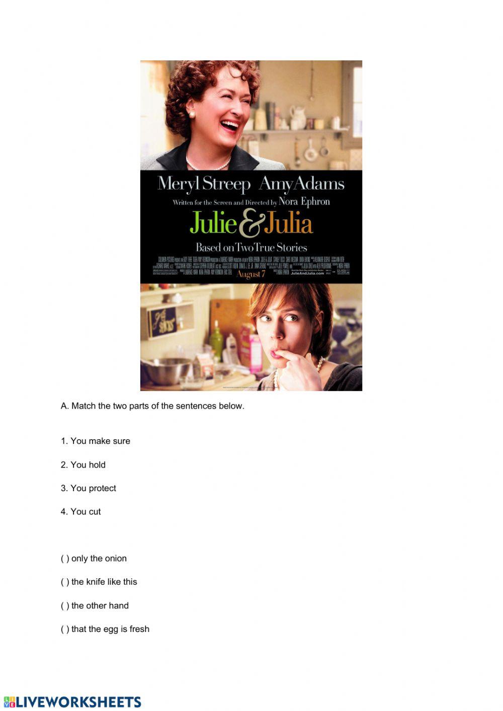 Modals - Video segment Julie and Julia worksheet | Live Worksheets