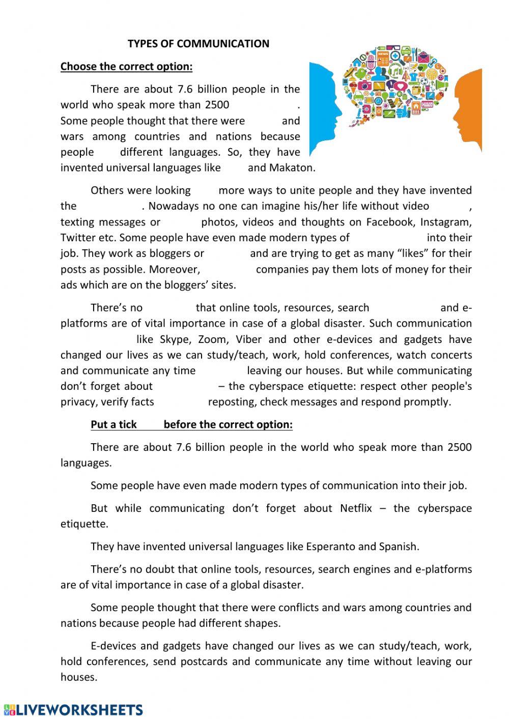 Types of communication worksheet online exercise for | Live Worksheets