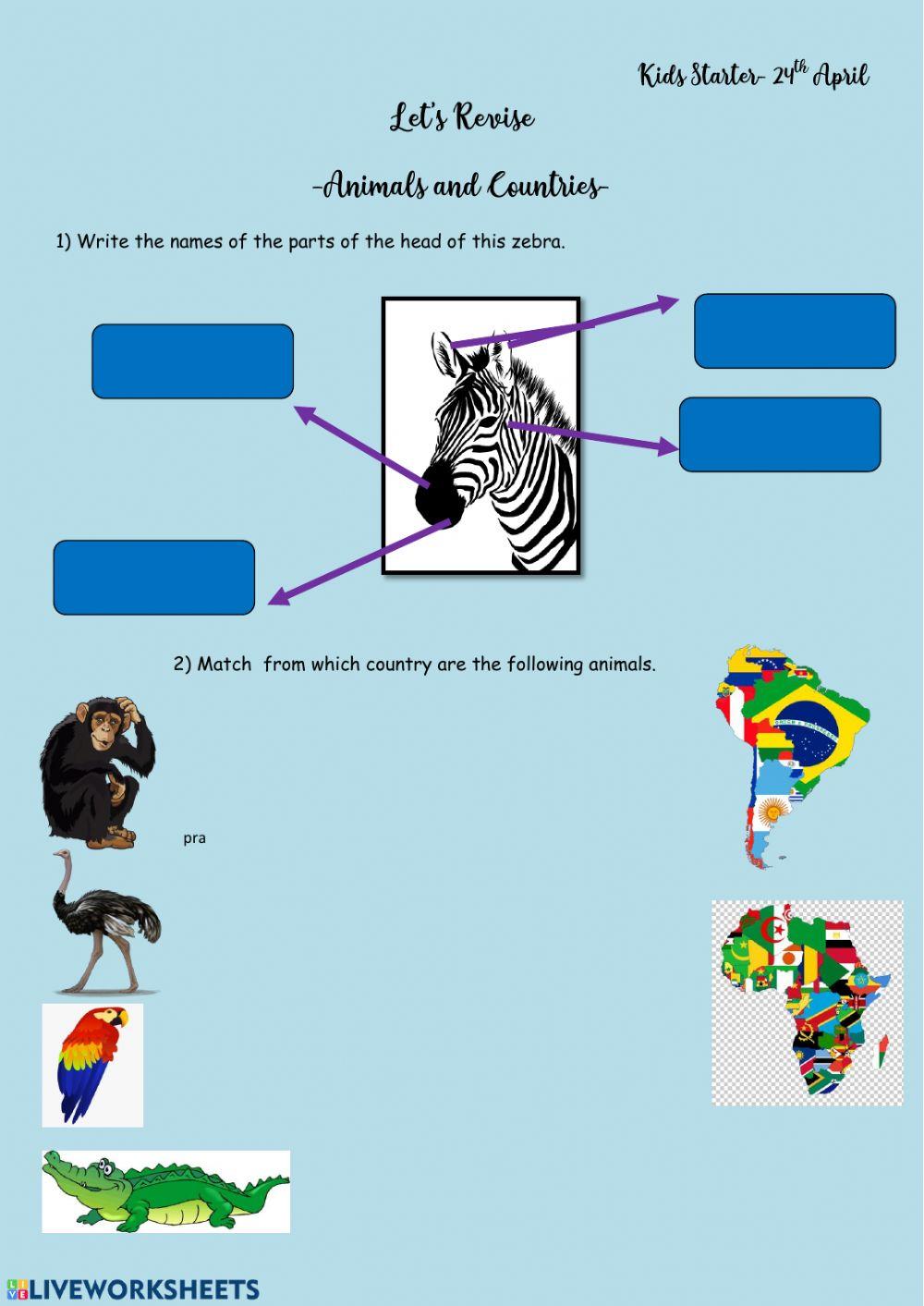 Wilde animals and countries + body parts