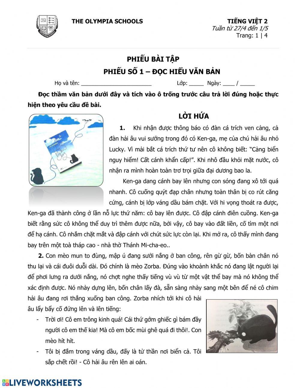 Phiếu số 1-Tuần 13