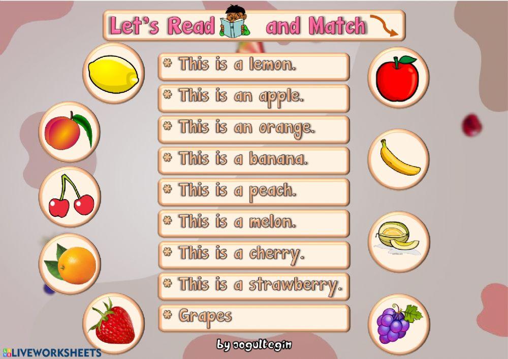 2.9. Fruits - Let's Read and Match