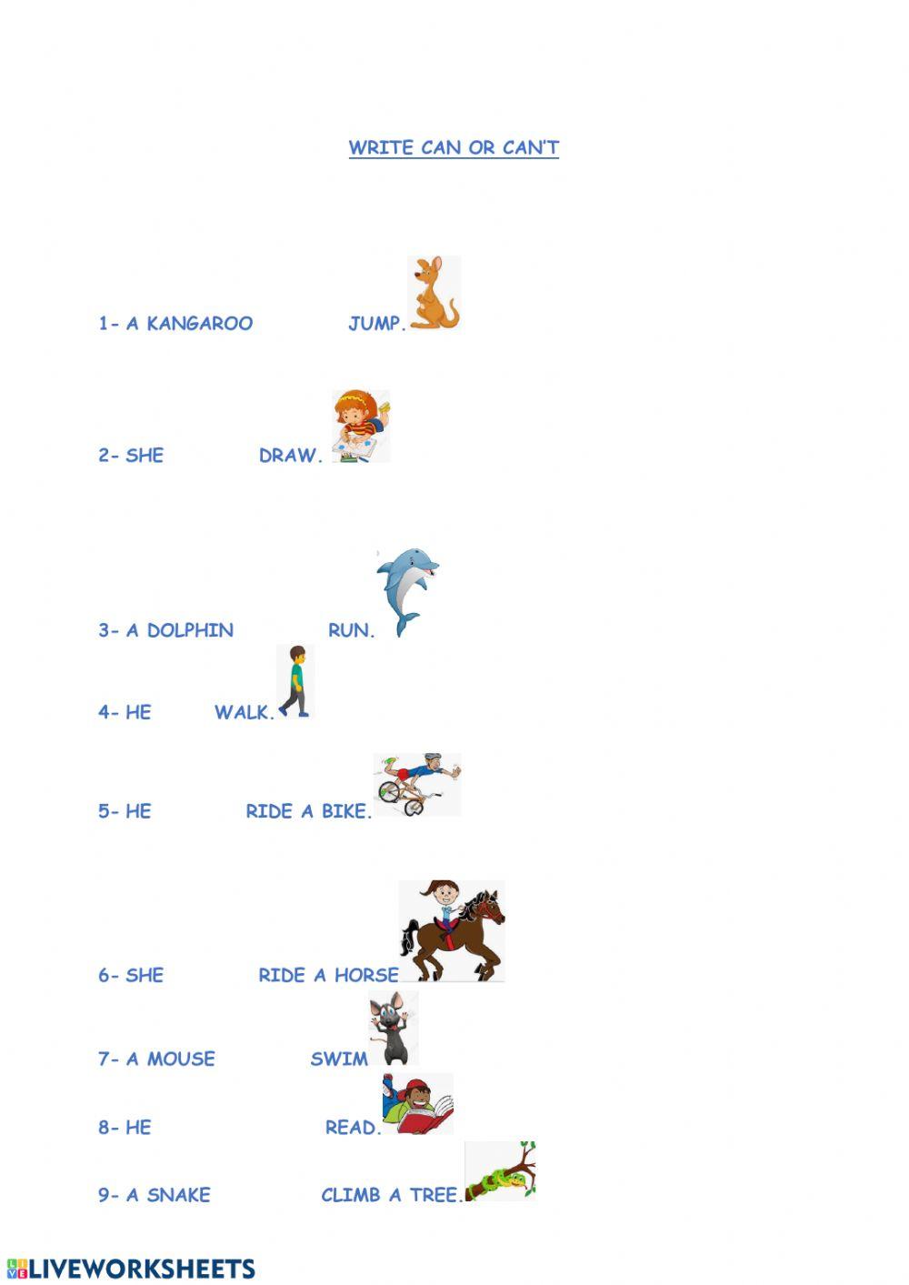 Personal pronoun- can and can't