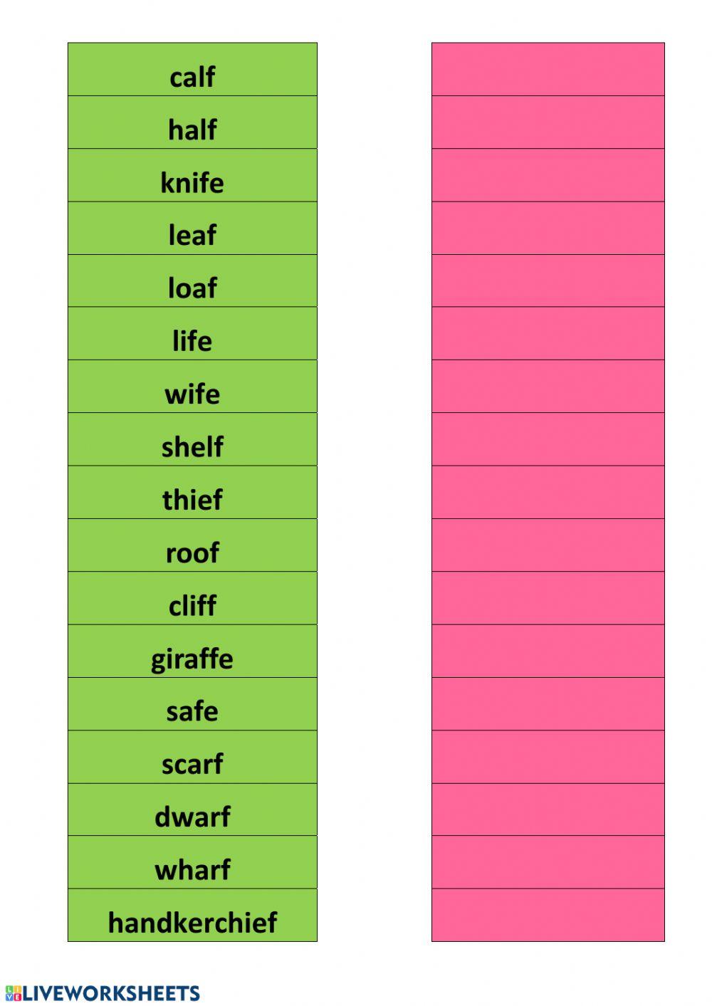 Making Plural Nouns with -f, -ef ending-2