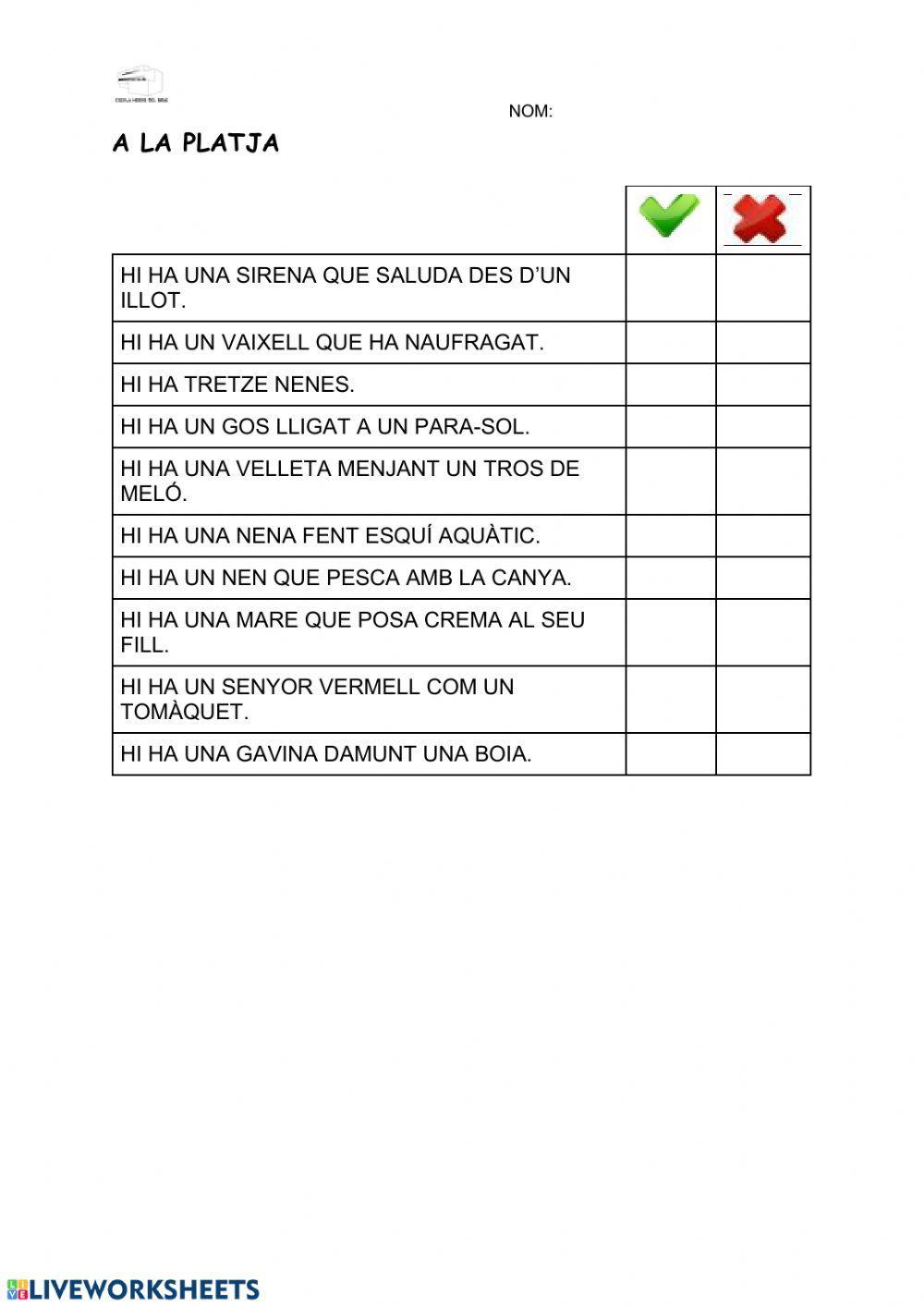 Comprensió imatges la platja