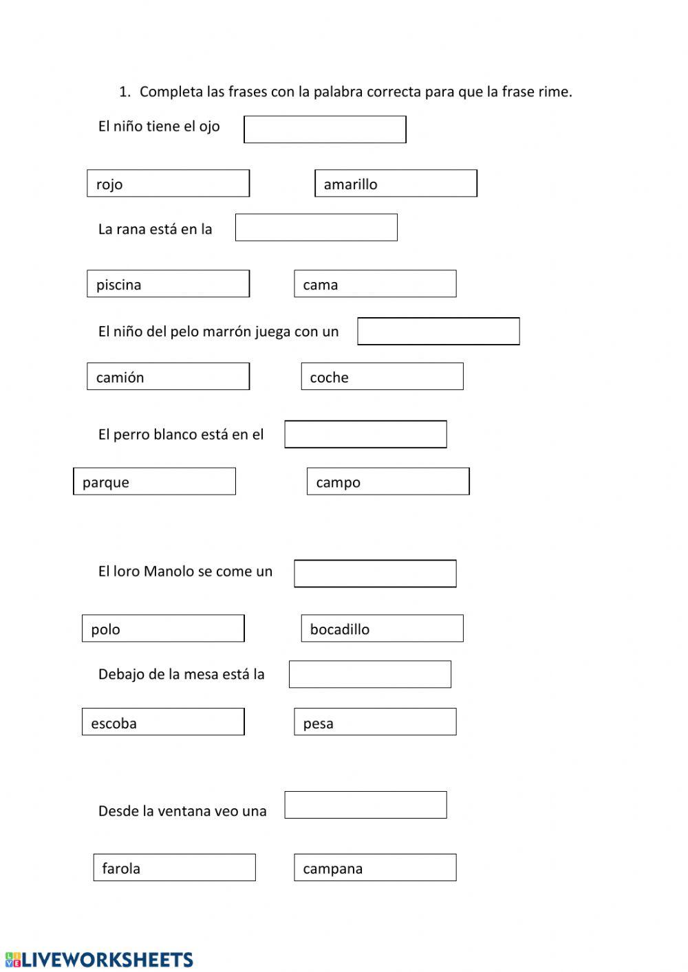 Completa para hacer rimas