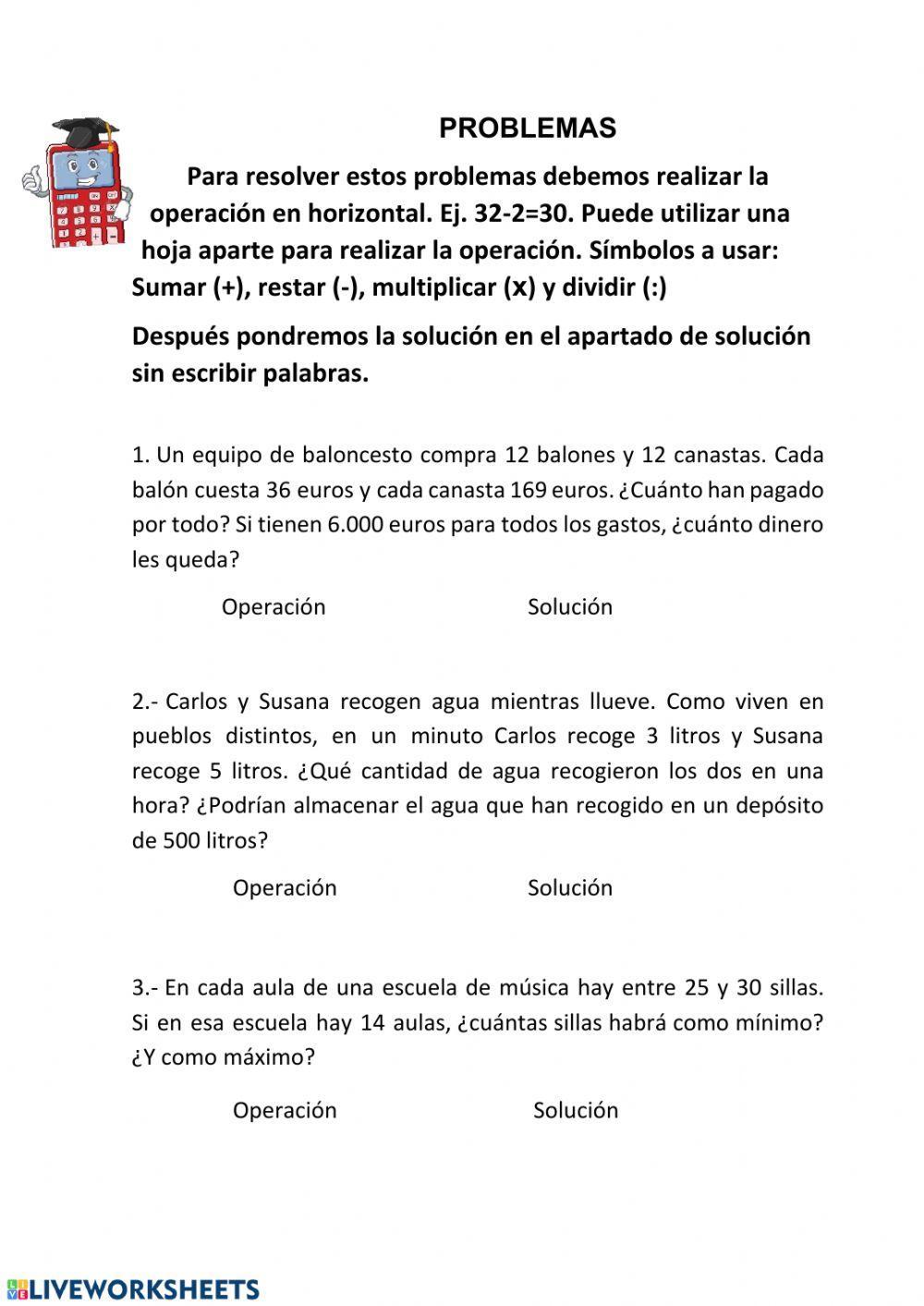 Problemas matemáticas 4º