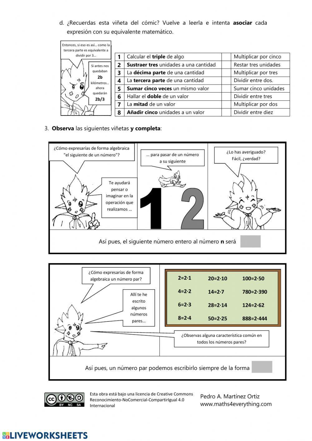 Dossier ejercicios lenguaje algebraico Maths4everything