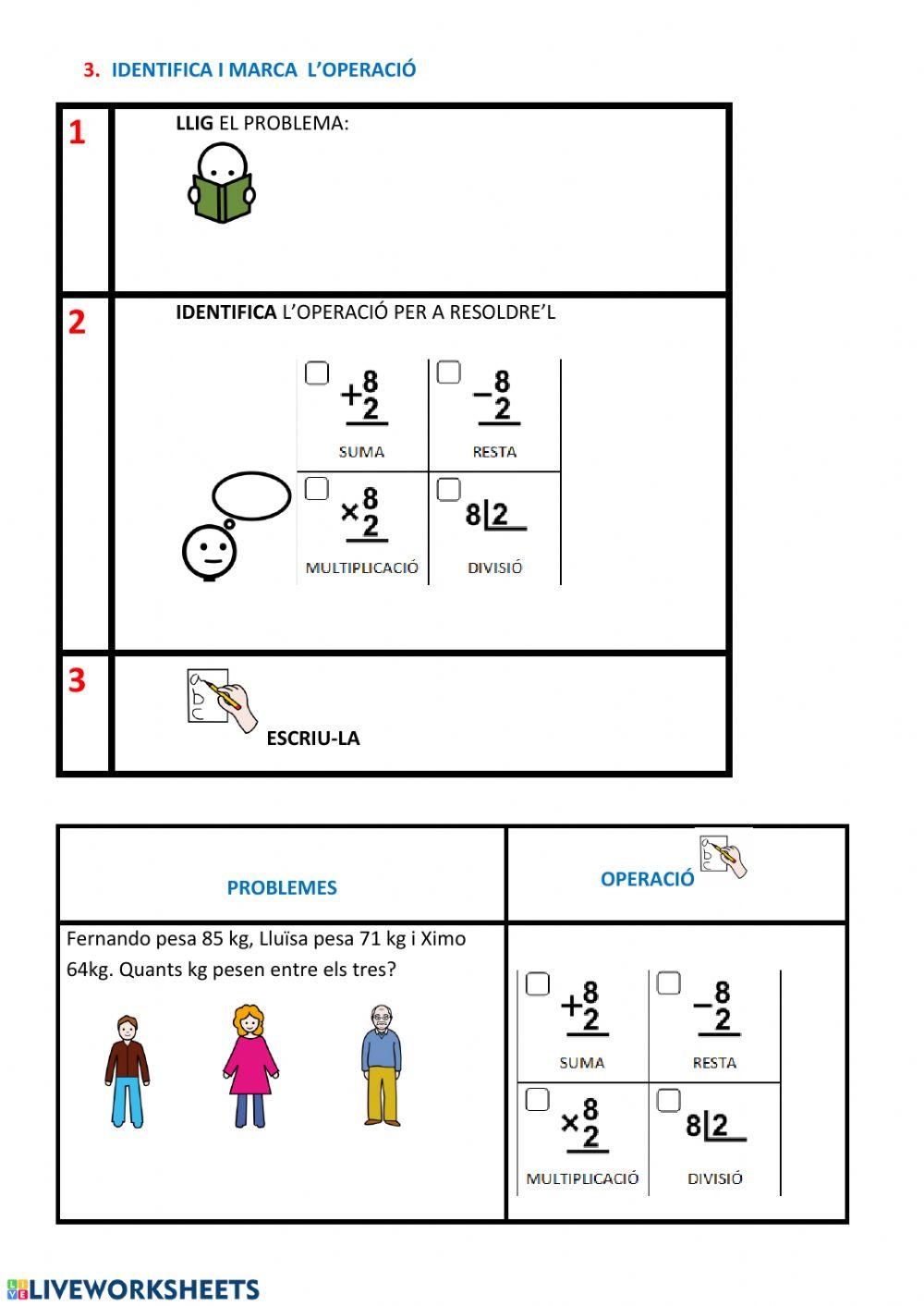 Identificació operacions problemes