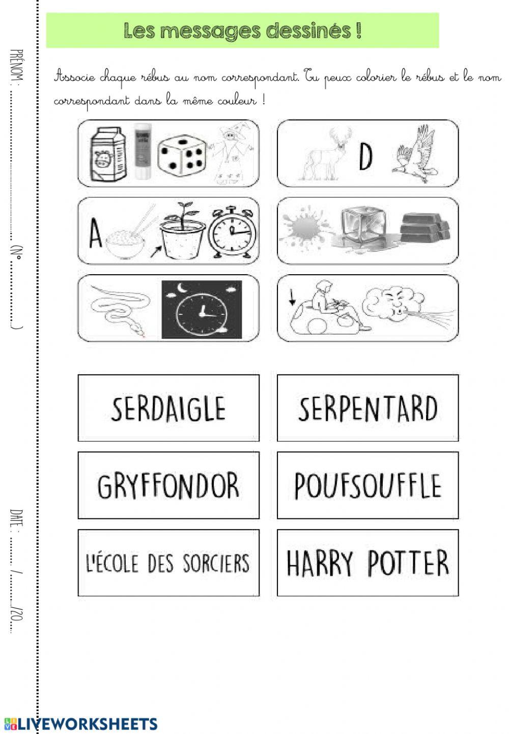 Dossier harry potter partie 1 worksheet | Live Worksheets