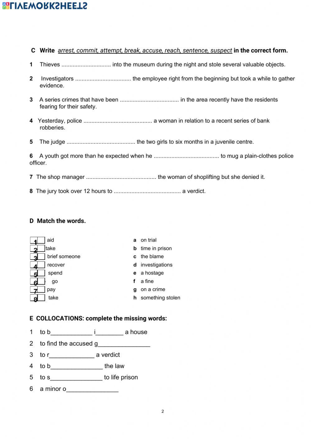 Crime & Punishment vocabulary Review