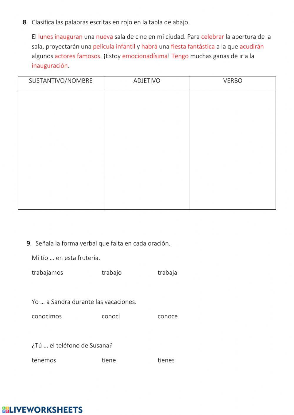 Palabras polisémicas y verbos