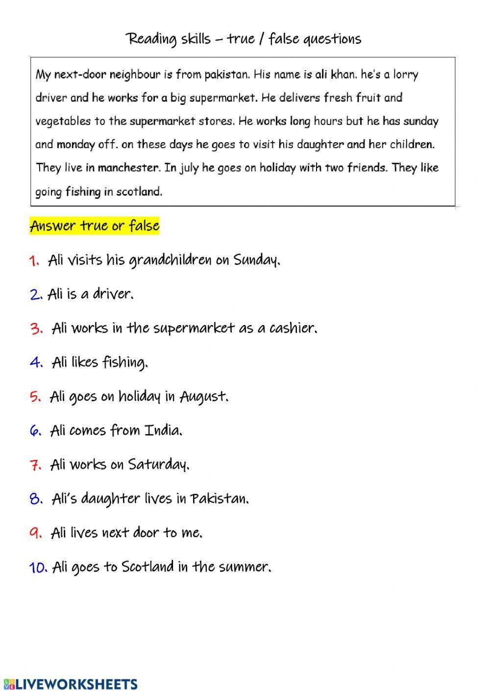 Ali Khan - Reading skills