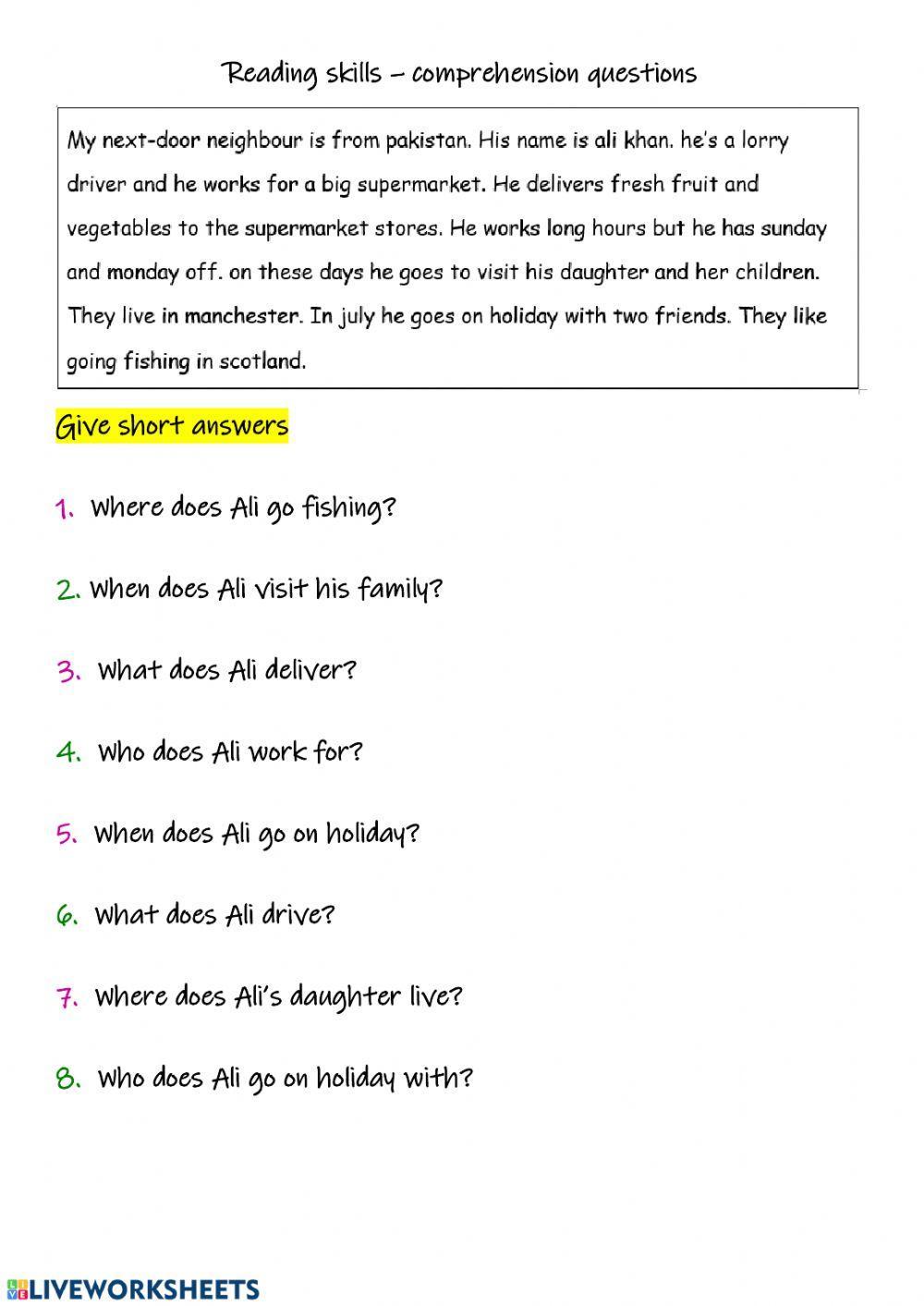 Ali Khan - Reading skills