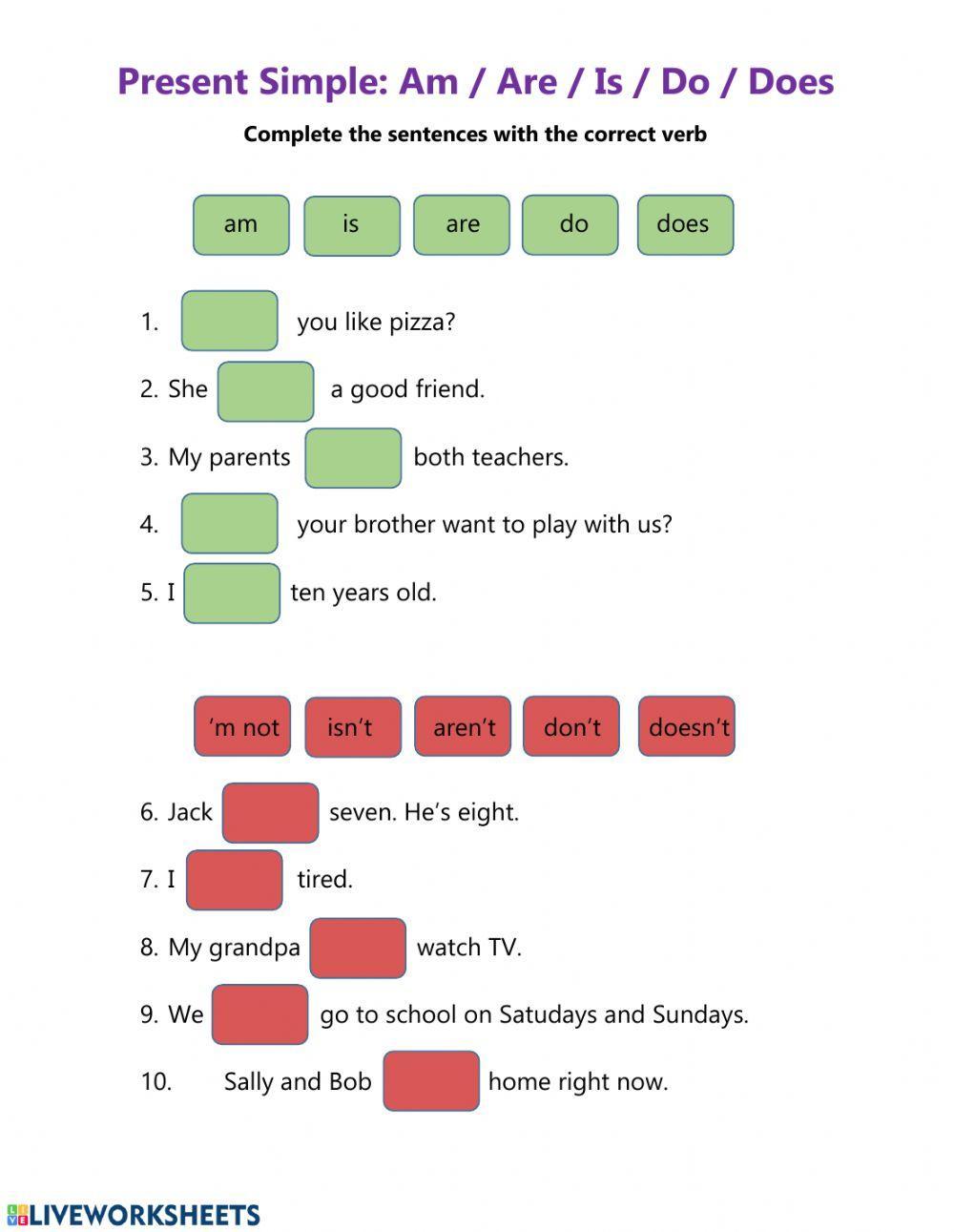 127570 present simple am is are do does
