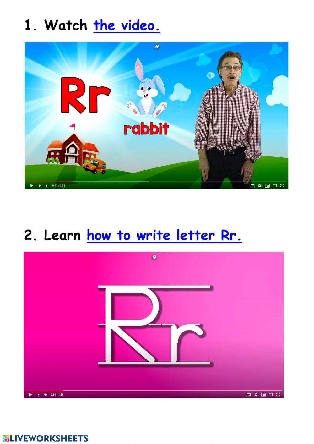 Letter Recognition Maze: Letter Rr
