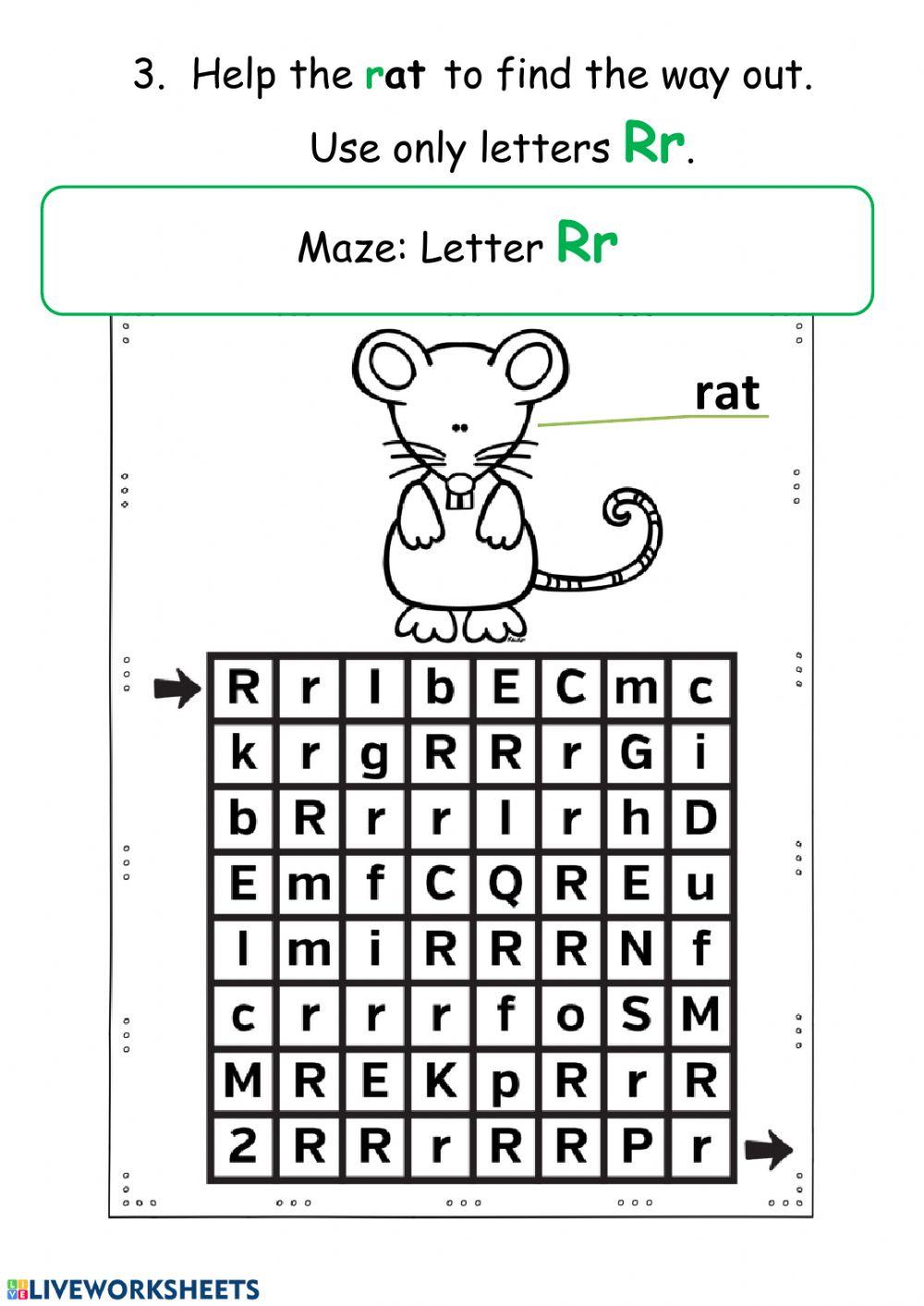 Letter Recognition Maze: Letter Rr
