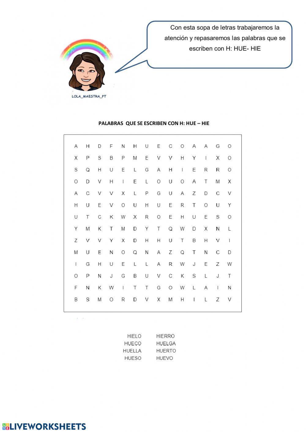 Sopa de Letras HUE - HIE