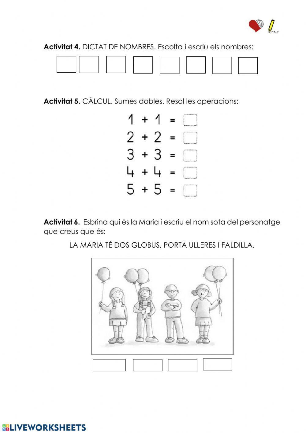 Fitxa comprensió i matemàtiques