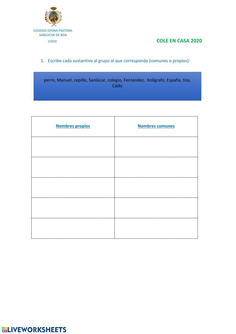 SUSTANTIVOS (comunes, propios, individuales, colectivos)