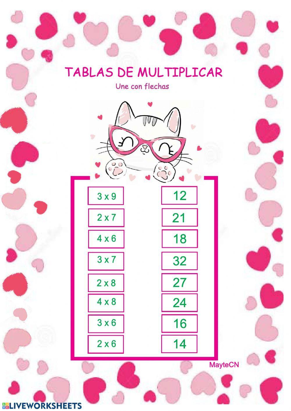 Tablas de multiplicar salteadas