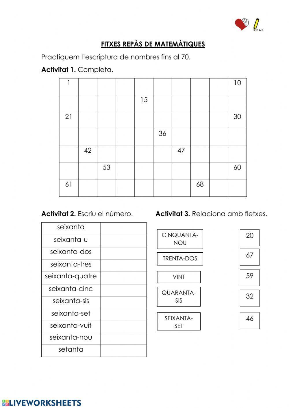 Fitxa repàs Matemàtiques