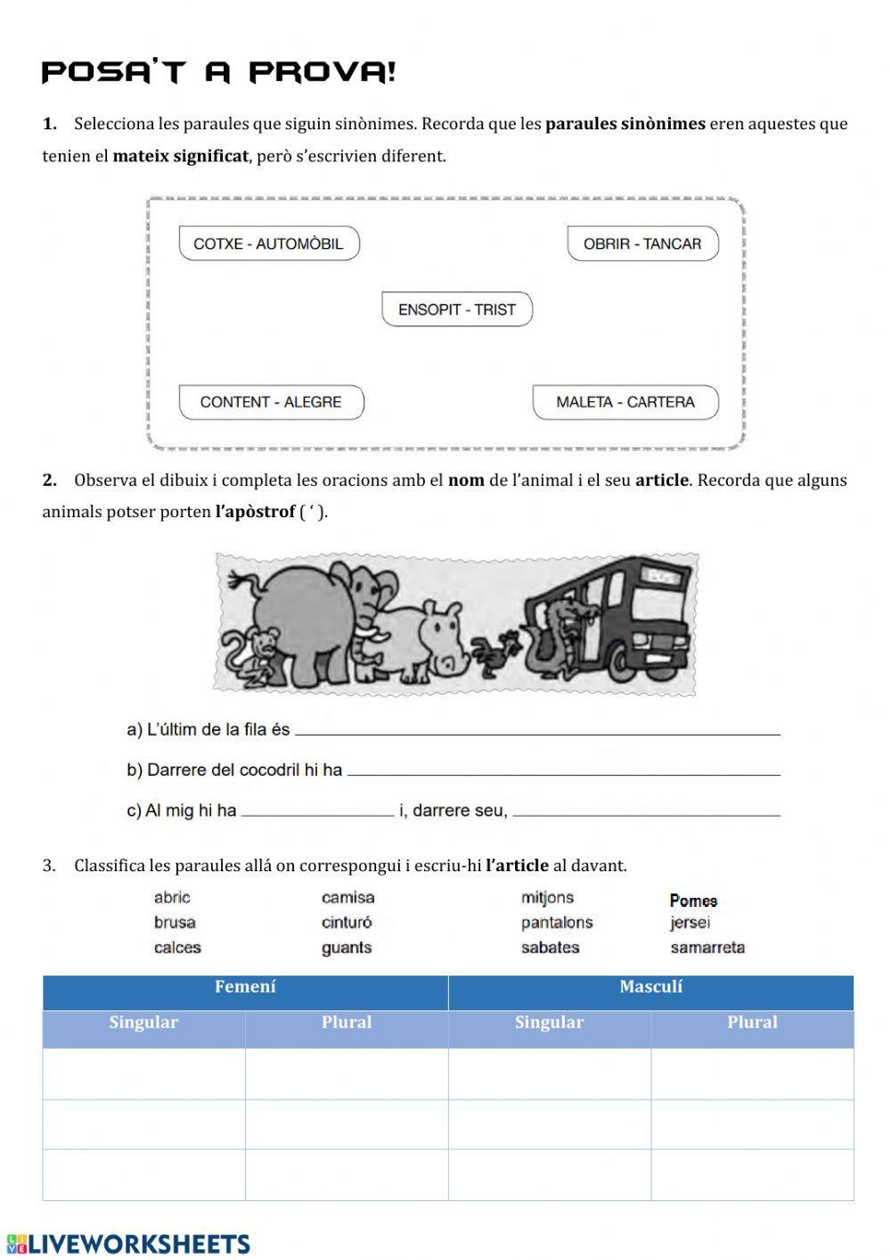 L'article, els sons de la r i els sinònims