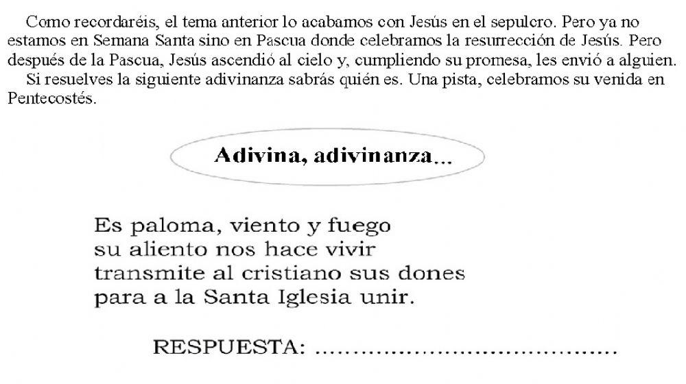 Adivinanza Pentecostés