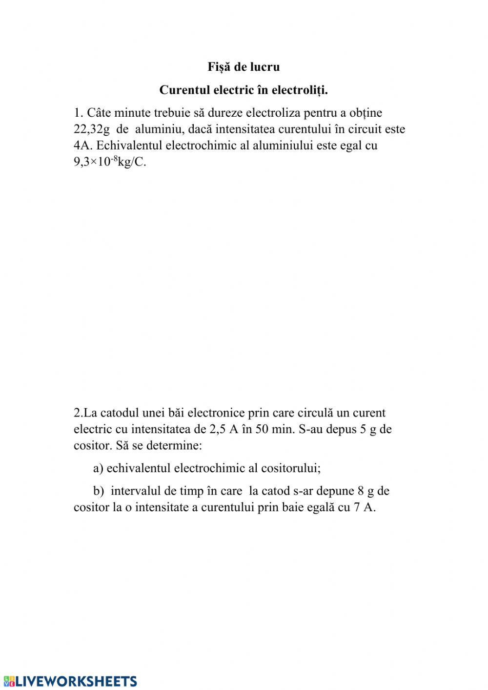 Curentul electric în electroliți Curentul electric în electroliți